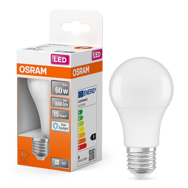 Λάμπα LED Osram E27 Ματ Αχλάδι A60 8W (60W) | 6500K LOS01151 - 1
