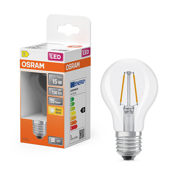 Λάμπα LED Osram E27 A60 Filament 2700K 1W Warm White (15W) LOS01819 - 1
