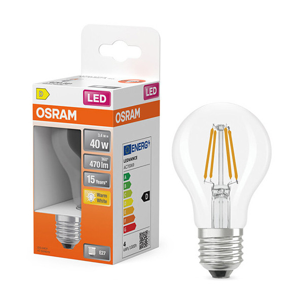Λάμπα LED Osram E27 A60 Filament 2700K 3.4W Warm White (40W) LOS01823 - 1