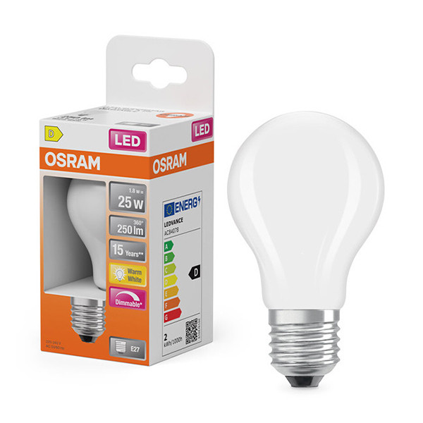 Λάμπα LED Osram E27 Mat Α60 Dimmable 2700K 1.8W Warm White (25W) LOS01809 - 1