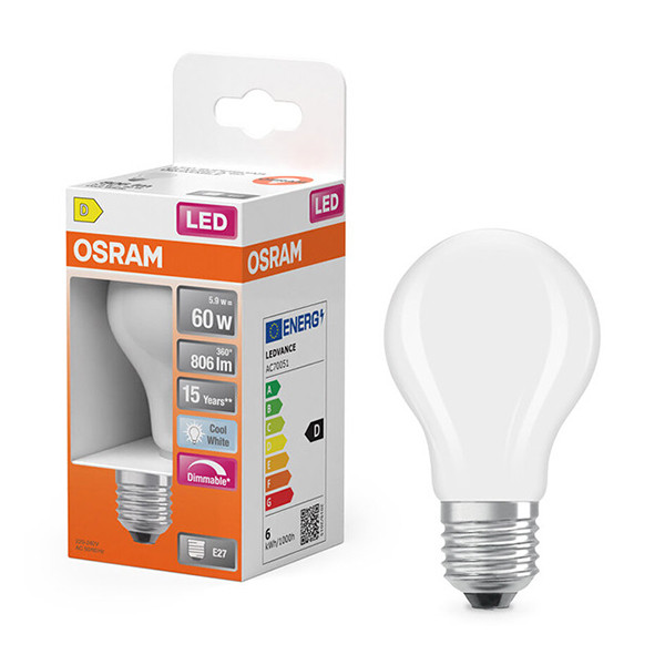 Λάμπα LED Osram E27 Mat A60 Dimmable 4000K 5.9W Neutral White (60W) LOS01817 - 1