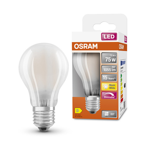 Λάμπα LED Osram E27 Mat Dimmable 2700K 7.5W Warm White (75W) LOS00048 - 1