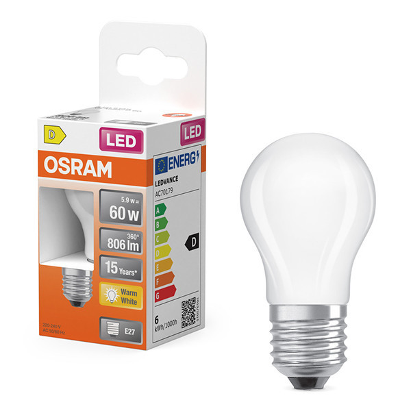 Λάμπα LED Osram E27 Mat P45 2700K 5.9W Warm White (60W) LOS01255 - 1