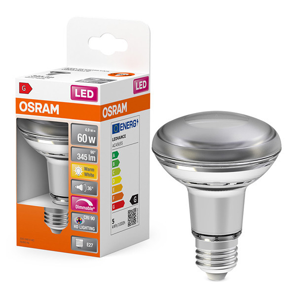 Λάμπα LED Osram E27 Reflector R63 Dimmable 2700K 4.9W Warm White (60W) LOS01351 - 1