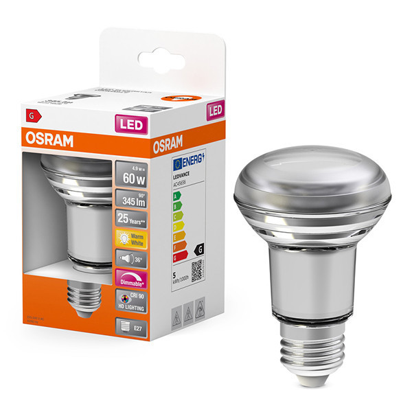 Λάμπα LED Osram E27 Reflector R80 Dimmable 2700K 4.9W Warm White (60W) LOS01353 - 1
