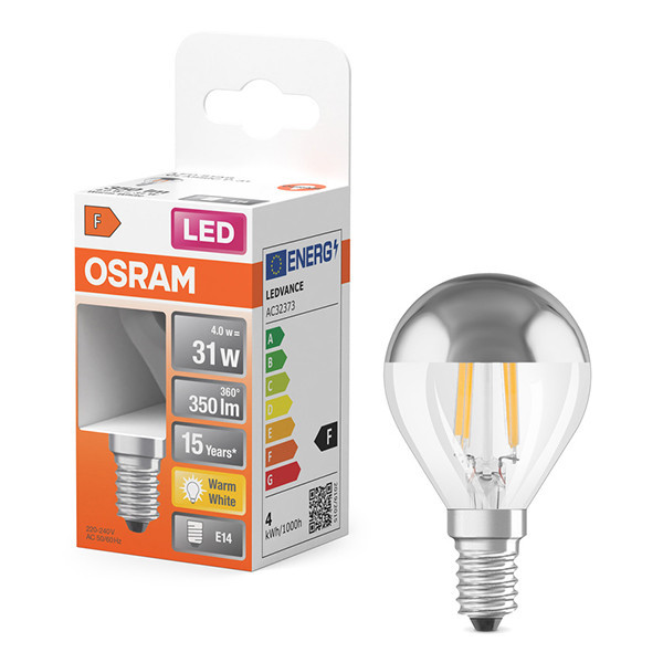 Λαμπτήρας LED Νήματος Osram E14 Μπάλα P45 Ασημί Καθρέφτης 4W (31W) | 2700K LOS01691 - 1
