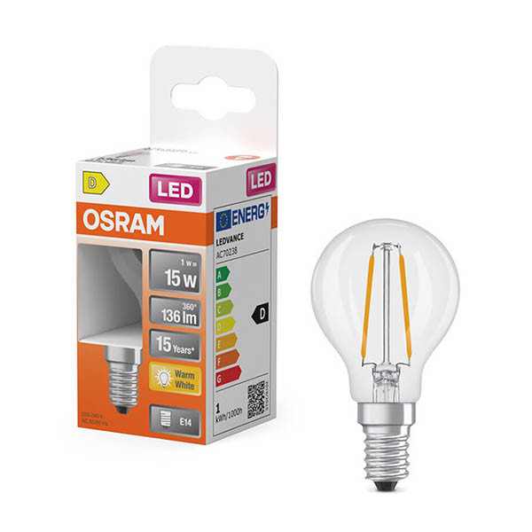Λαμπτήρας LED Osram E14 Ball P45 Νήμα Διαφανής 1W (15W) | 2700K LOS01887 - 1