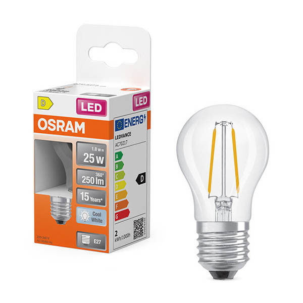 Λαμπτήρας LED Osram E27 Διαφανής Σφαιρικός P45 Νήμα 1.8W (25W) | 4000K LOS02162 - 1