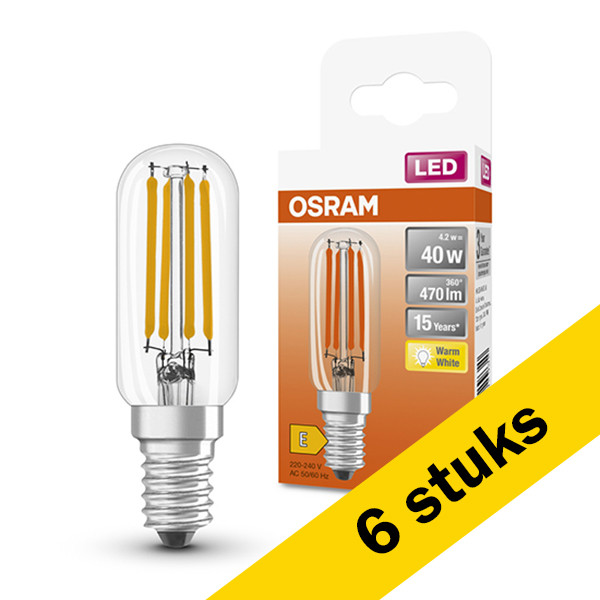 Προσφορά: Λάμπα LED Osram E14 Filament Clear Tube 2700Κ 4.2W (40W) 6Τεμ LOS00359 - 1