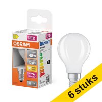 Προσφορά: 6 Λάμπες LED Osram E14 Μπάλα P45 Ματ Ρύθμιση φωτισμού 3.4W (40W) | 2700K