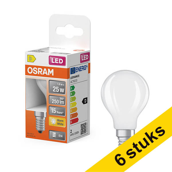 Προσφορά: 6 Λάμπες LED Osram E14 Μπάλα P45 Ματ 1.8W (25W) | 2700K LOS01902 - 1