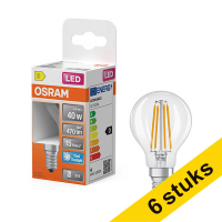 Προσφορά: 6 Λάμπες LED Osram E14 Μπάλα P45 Νήμα Διαφανείς 3.4W (40W) | 6500K