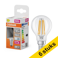 Προσφορά: 6 Λαμπτήρες Osram E14 LED Νήματος Μπάλα P45 Διαφανείς Ρύθμιση φωτισμού 3.4W (40W) | 4000K