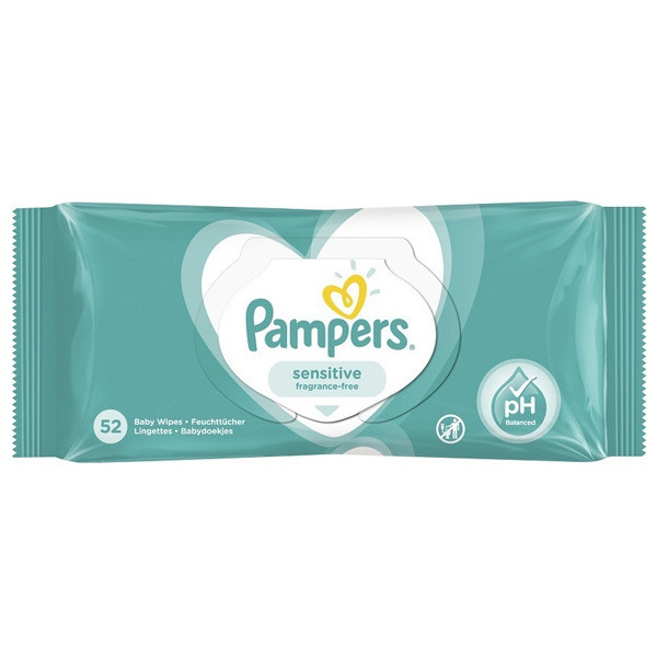 Μωρομάντηλα Pampers Sensitive (52 τεμάχια) SPA00186 - 1