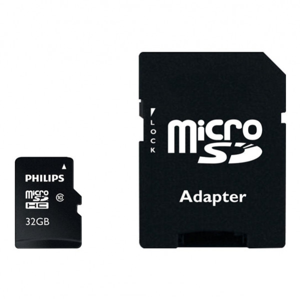 Κάρτα μνήμης Philips Micro SDHC κατηγορίας 10 συμπεριλαμβανομένου προσαρμογέα SD - 32GB 098122 - 1
