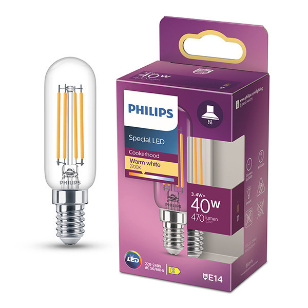 Λάμπα LED Philips E14 T25 Filament Clear Tube 2700K 3.4W (40W) LPH04186 - 1