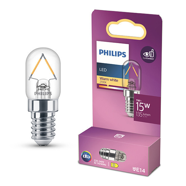 Λάμπα Philips E14 LED Σωλήνας T20 Νήματος Διαφανής 1W (15W) | 2700K LPH04145 - 1