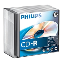 Philips CD-R 80 λεπτών με λεπτή θήκη (συσκευασία 10 τεμαχίων) 098000