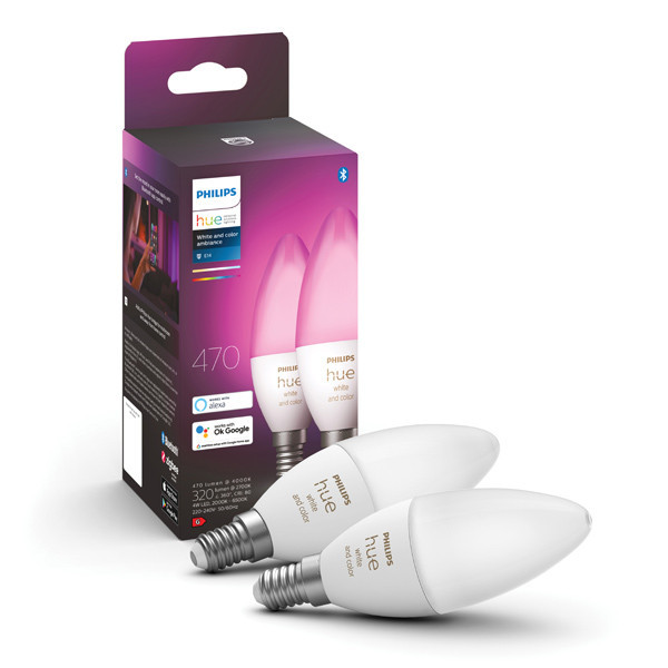 Philips Hue E14 smart λάμπα κερί C39 λευκό και ρυθμιζόμενο RGB Zigbee 2 τεμάχια LPH02701 - 1