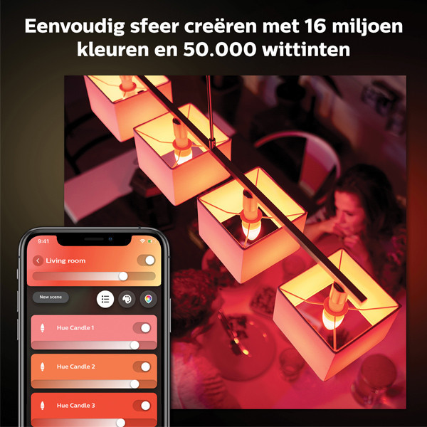 Philips Hue E14 smart λάμπα κερί C39 λευκό και ρυθμιζόμενο RGB Zigbee LPH02700 - 4