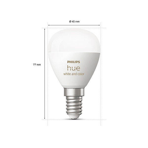 Philips Hue E14 smart λάμπα σφαιρική P45 λευκή και ρυθμιζόμενη RGB Zigbee LPH03365 - 2