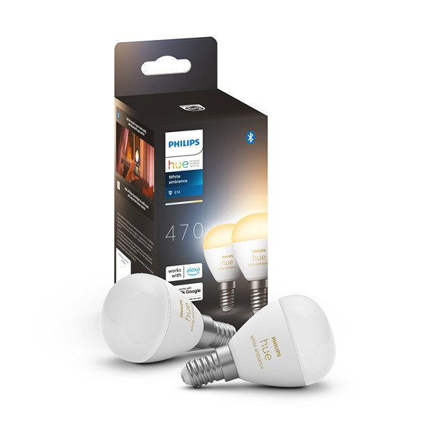 Philips Hue E14 smart λάμπα σφαιρική P45 λευκή ρυθμιζόμενη Zigbee 2 τεμάχια LPH03366 - 1