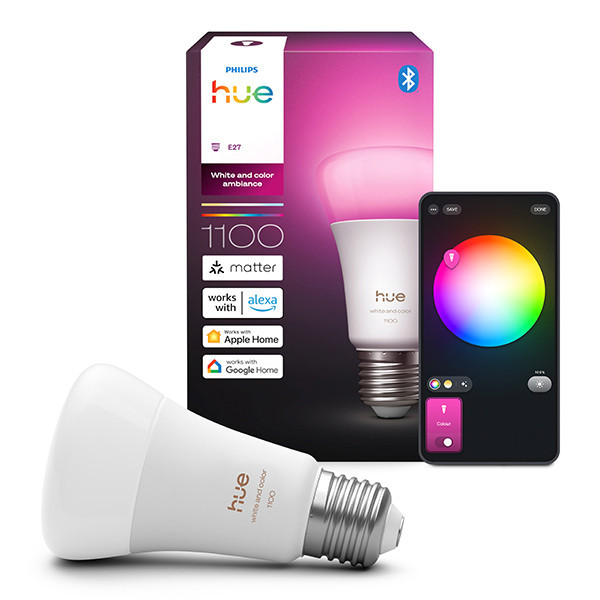 Smart λάμπα Philips Hue E27 λευκή και ρυθμιζόμενο RGB Zigbee LPH04282 - 1