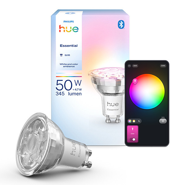 Smart λάμπα Philips Hue Essential GU10 λευκή και ρυθμιζόμενο RGB Zigbee LPH04290 - 1