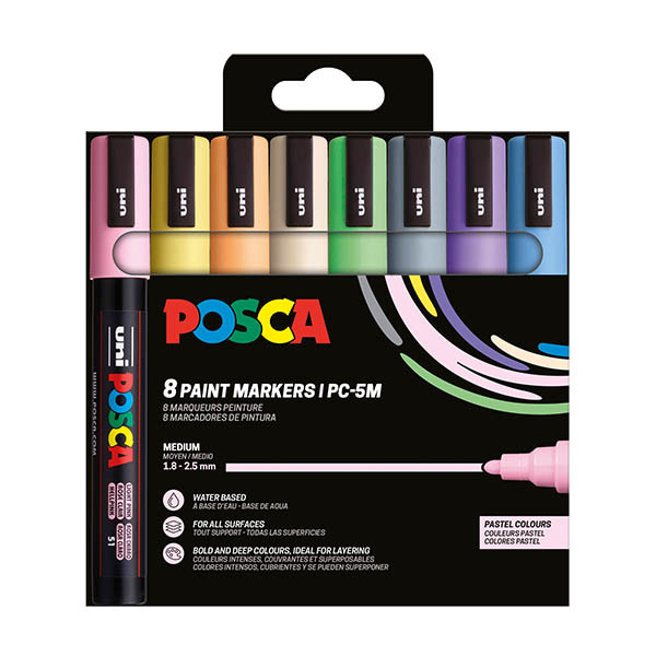 Σετ Ακρυλικών Mαρκαδόρων POSCA PC-5M Pastel (στρογγυλοί 1,8 - 2,5 mm) 8 τεμάχια 424170 - 1
