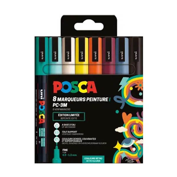 Σετ Μαρκαδόρων POSCA PC-3M Retro Colors (0,9 - 1,3 mm Στρογγυλά) 8 Τεμάχια 425404 - 1