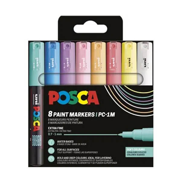Σετ μαρκαδόρων POSCA PC-1MC παστέλ (0,7 - 1 mm κωνικοί) 8 τεμάχια 425400 - 1