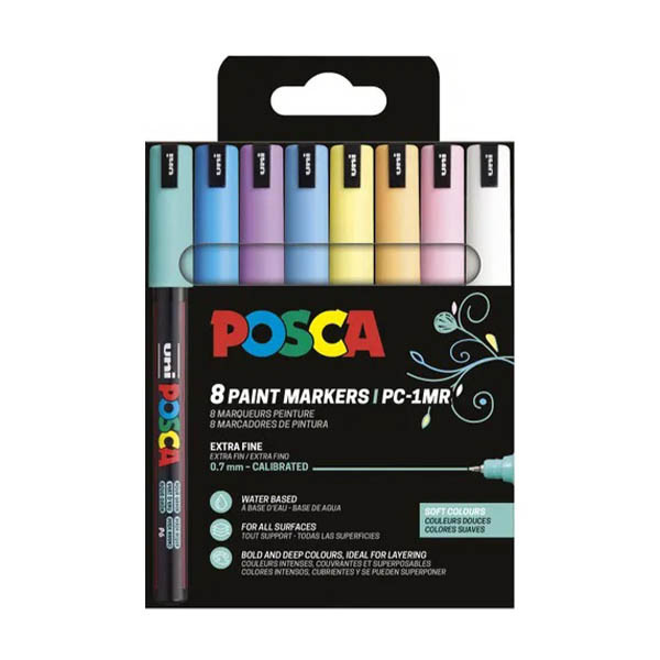Σετ μαρκαδόρων POSCA PC-1MR παστέλ (στρογγυλοί 0,7 mm) 8 τεμάχια 425401 - 1