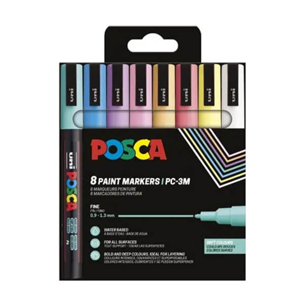 Σετ μαρκαδόρων POSCA PC-3M παστέλ (στρογγυλοί 0,9 - 1,3 mm) 8 τεμάχια 425405 - 1