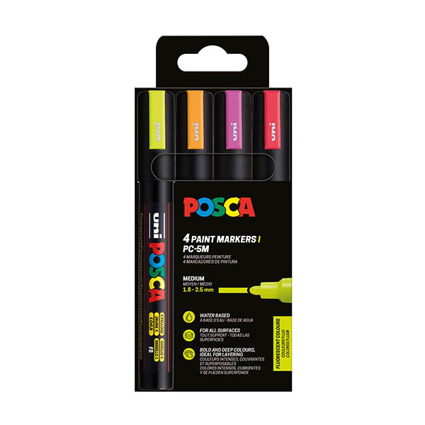 Σετ μαρκαδόρων POSCA PC-5M νέον (στρογγυλοί 1,8 - 2,5 mm) 4 τεμάχια 424167 - 1