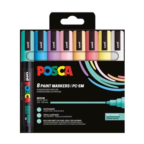 Σετ μαρκαδόρων POSCA PC-5M παστέλ (στρογγυλοί 1,8 - 2,5 mm) 8 τεμάχια 425419 - 1