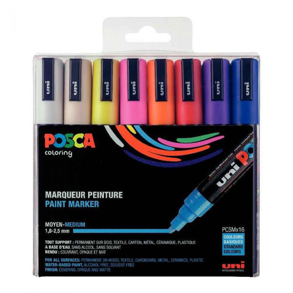 Σετ μαρκαδόρων POSCA PC-5M (στρογγυλοί 1,8 - 2,5 mm) 16 τεμάχια 424173 - 1