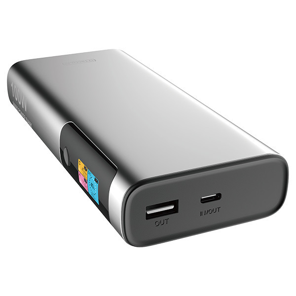 Powerbank φορητού υπολογιστή 123ink με γρήγορη φόρτιση ασημί (100W, 20000 mAh) ADR00366 - 1