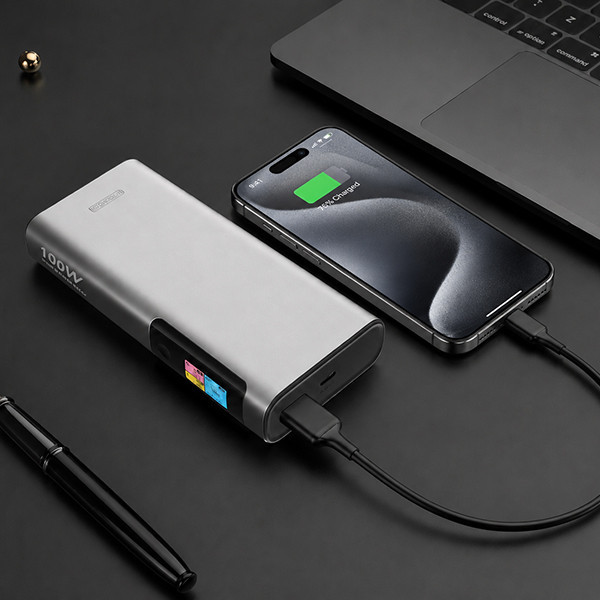 Powerbank φορητού υπολογιστή 123ink με γρήγορη φόρτιση ασημί (100W, 20000 mAh) ADR00366 - 8