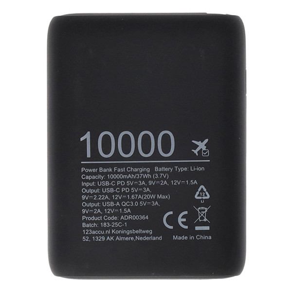 Powerbank 123ink με γρήγορη φόρτιση, μαύρο (20W, 10000 mAh) ADR00364 - 8