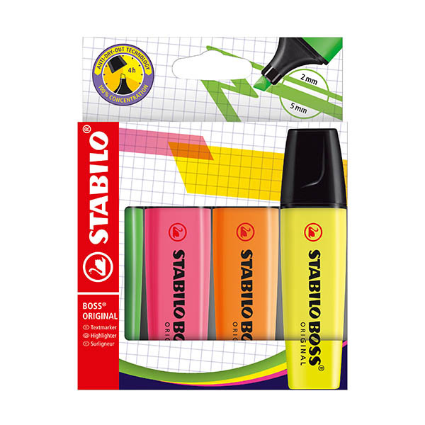 Μαρκαδόροι Stabilo BOSS σε ποικιλία (πράσινο, ροζ, πορτοκαλί, κίτρινο) 206306 - 1