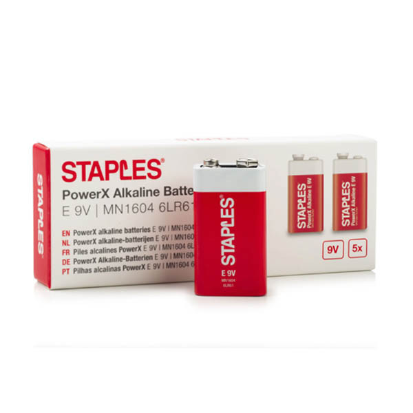 Μπαταρίες Staples PowerX 6LR61 9V E-Block (συσκευασία 5 τεμαχίων) 390683 - 1