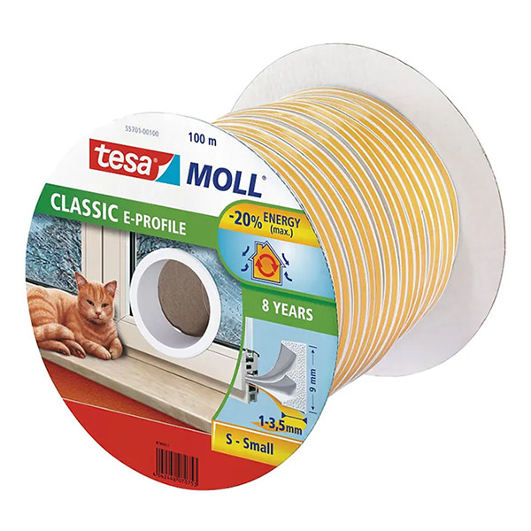 Μονωτικό Πόρτας & Παραθύρων Tesa TesaMoll Classic E-profile Λευκή ταινία 9mm x 6m 203306 - 2