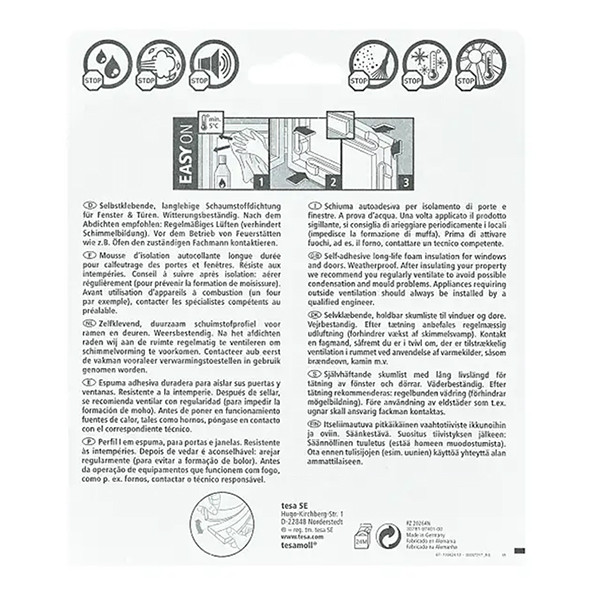 Μονωτικό Πόρτας & Παραθύρων Tesa TesaMoll Standard λευκή ταινία, 9mm x 6m 203314 - 2