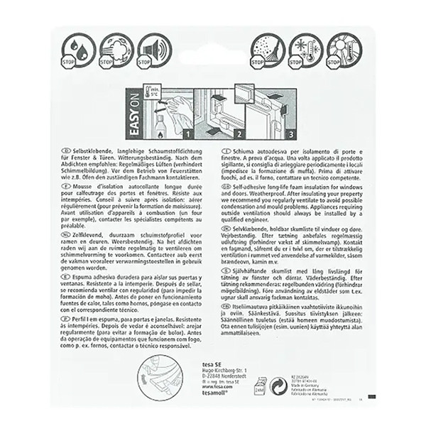 Μονωτικό Πόρτας & Παραθύρων Tesa TesaMoll Standard I-profile Καφέ 9mm x 6m 203315 - 2