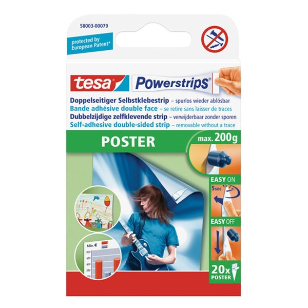 Ταινίες Αυτοκόλλητες Αφίσας Tesa Powerstrips (20 τεμάχια) 202267 - 1