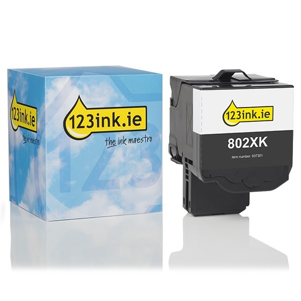 Toner High Capacity Black Lexmark 802XK (80C2XK0) (123ink) 80C2XK0C 037301 - 1
